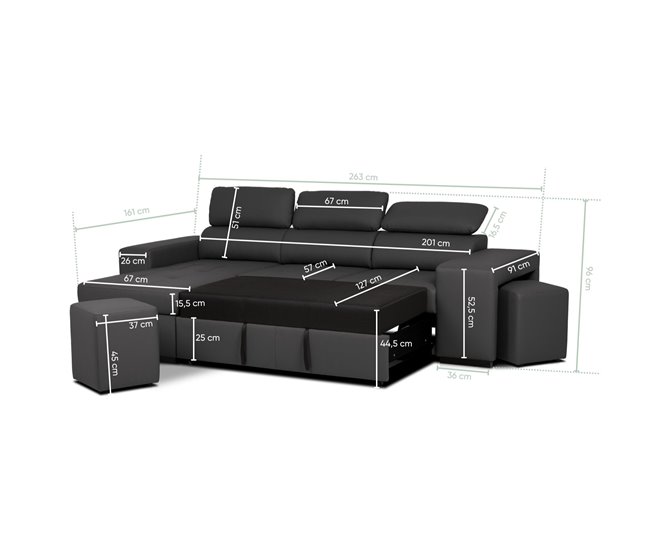 BUDWING John Sofá Cama Negro