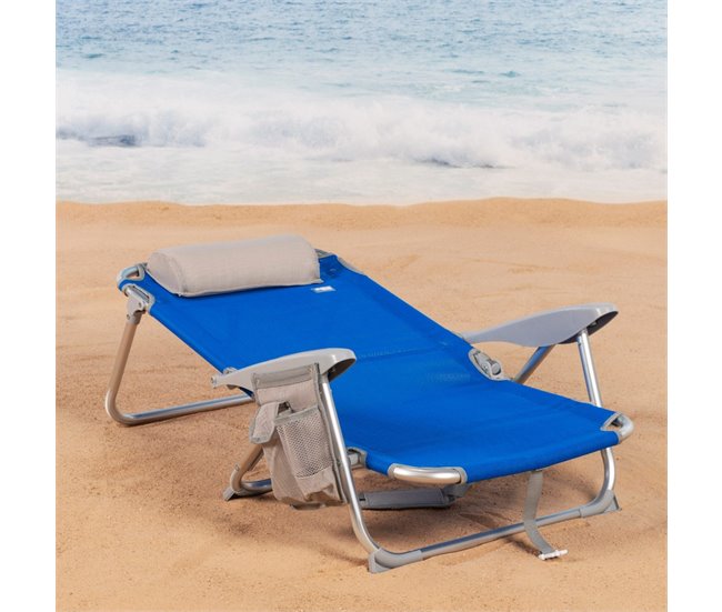 Aktive Pack 2 sillas playa plegables y multiposición asiento bajo Azul