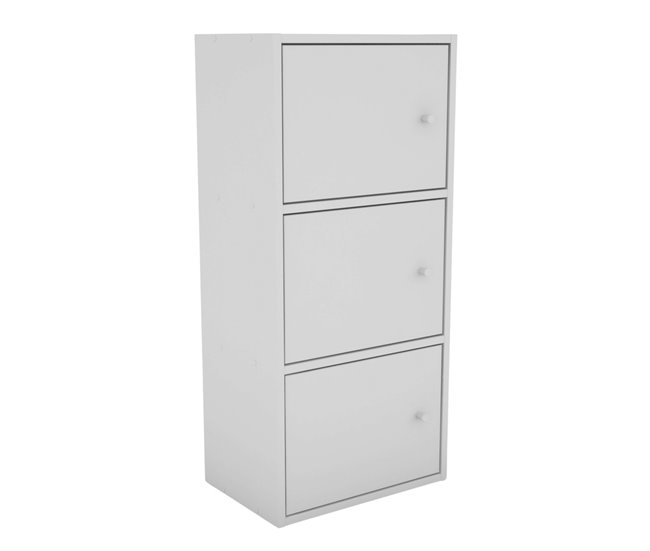 Estantería Plea melamina con armario 3 puertas y 3 niveles 42 Blanco
