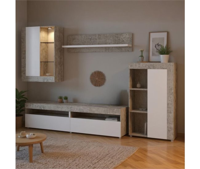 Composición de salón Tokio con luces LED Blanco