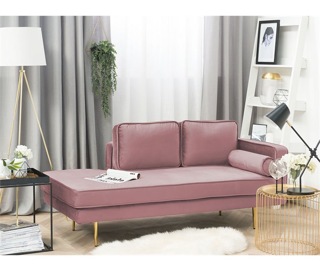 Beliani Chaise longue derecho Terciopelo MIRAMAS Azul Marino