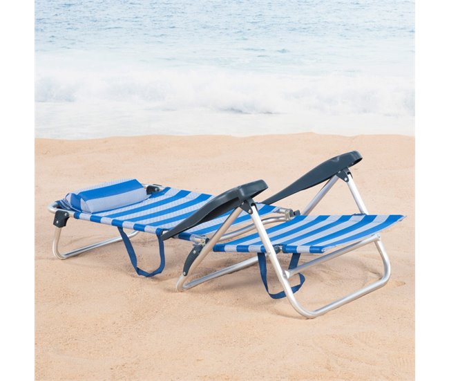 Aktive Pack de 2 sillas de playa plegables y reclinables Azul Marino