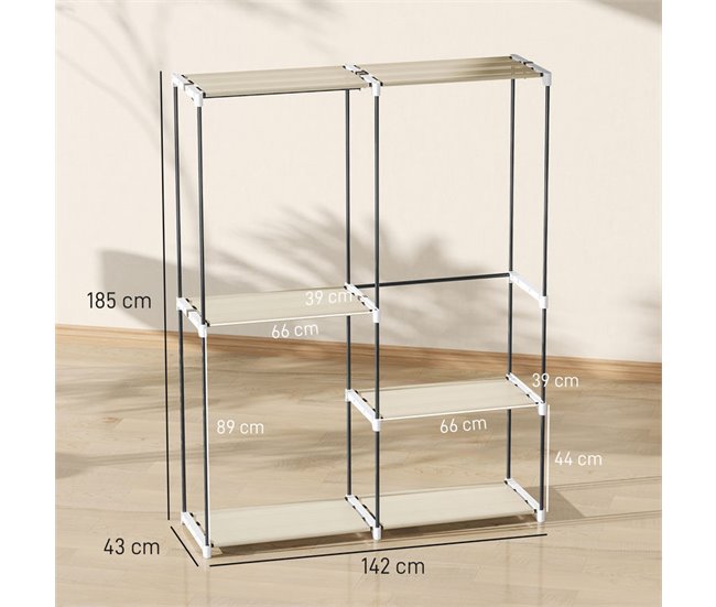 Armario de Ropa Tela no Tejida HOMCOM Crudo