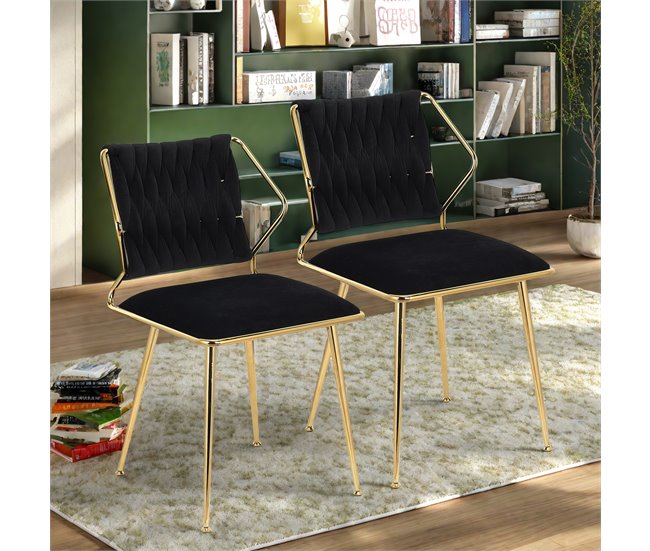 2 piezas, silla de comedor, silla de cocina, silla de salón Negro