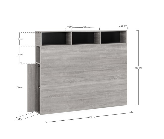 Cabecero de cama Zeus 2 puertas 9 huecos 165 Roble