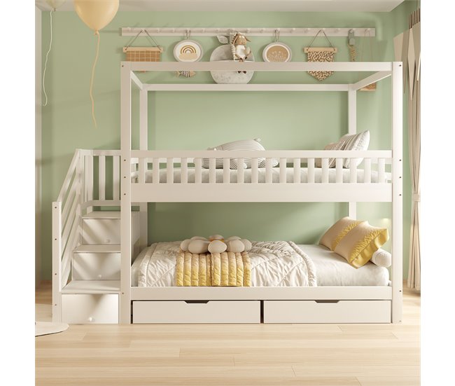 Cama litera 95x255 Blanco