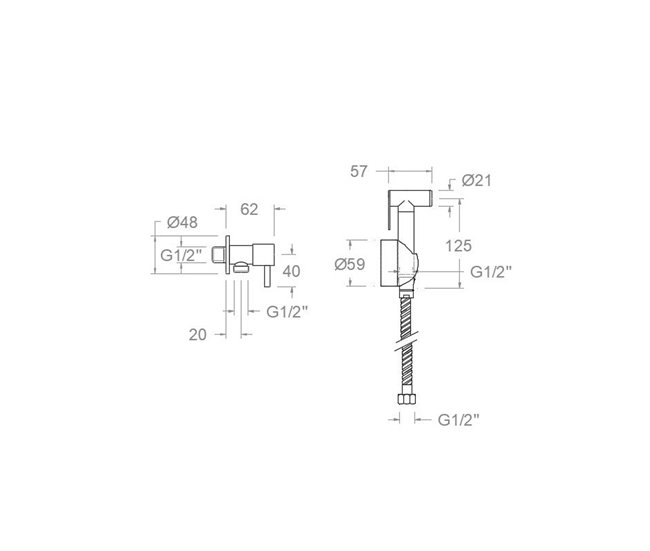 Grifo de Bidé con Llave de Paso 1 Agua con Accesorios Cromo