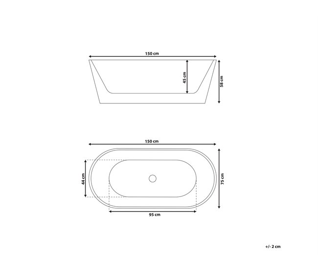Beliani Bañera independiente HAVANA 75x150 Blanco