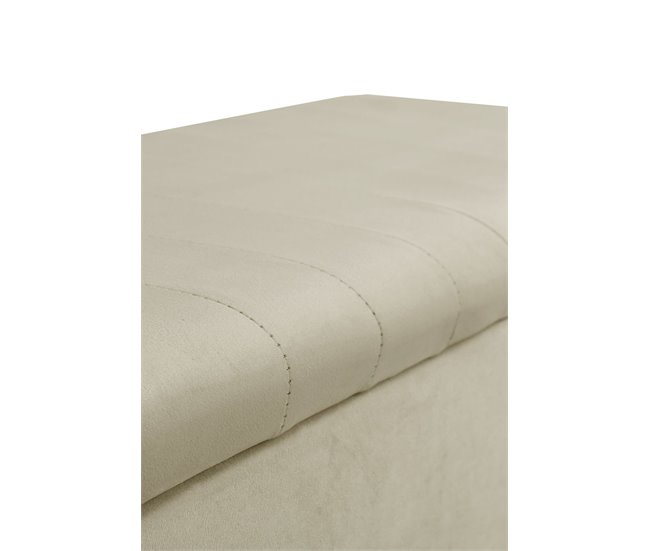 Taburete tapizado en terciopelo con patas de metal Beige