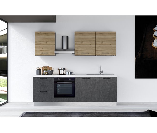 Cocina GILDA 2.0 derecha Madera/ Gris Oscuro