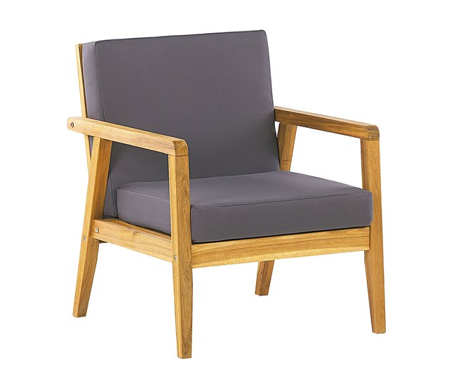 Beliani Conjunto longue Madera de acacia PALLANO Gris Oscuro