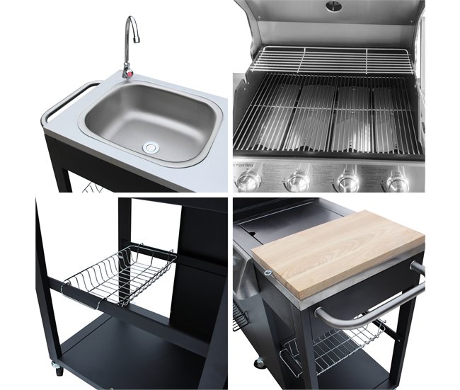 Cocina exterior TEXAS - 4+1 quemadores Negro