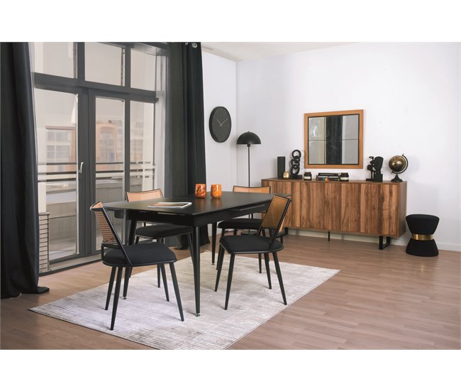 Mesa de comedor extensible cerámica negro JILL Negro