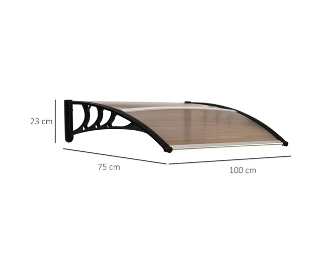 Tejadillo de Protección Aleación de Aluminio, PP Outsunny 100x75 Marron