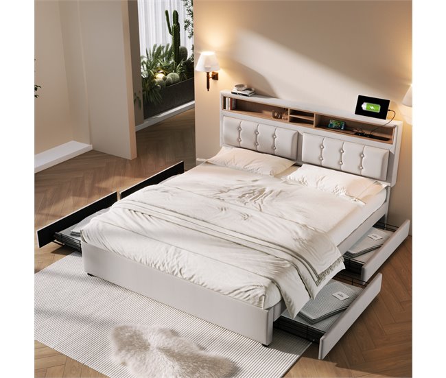 Camas de matrimonio 164x204 Beige