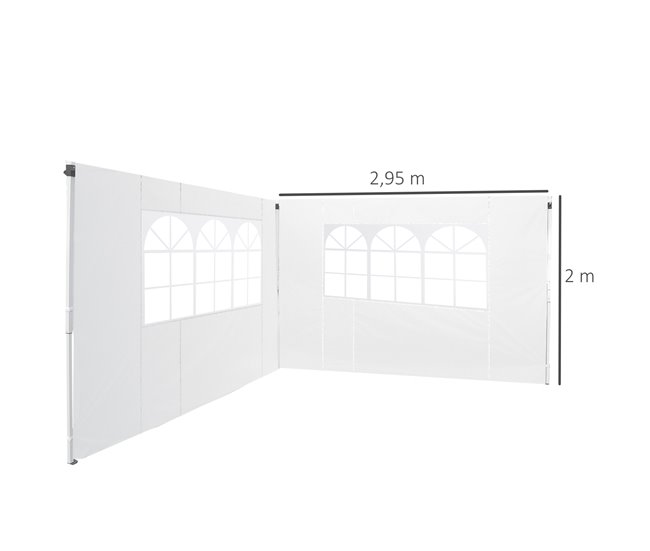 2 Paredes Parte Laterales Tela Oxford Outsunny 295x200 Blanco