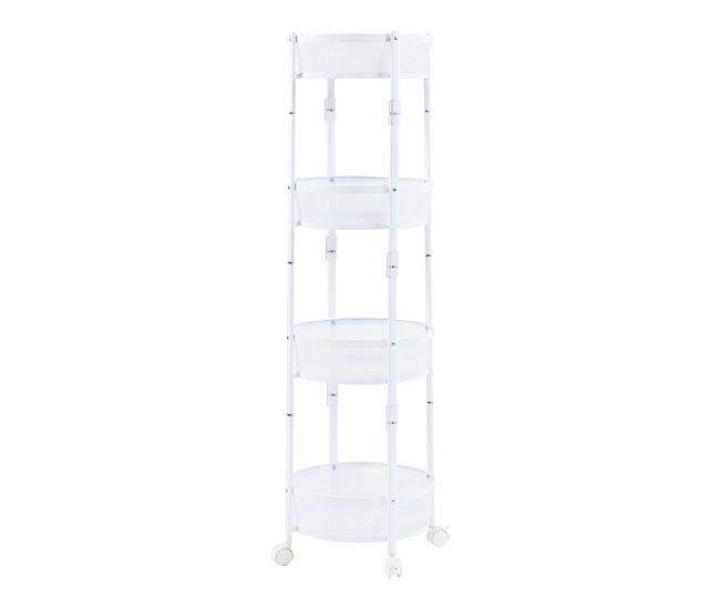 [en.casa] Carrito de cocina Sørreisa plegable con 4 cestas Blanco