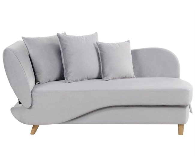 Beliani Chaise longue Terciopelo MERI Gris Claro