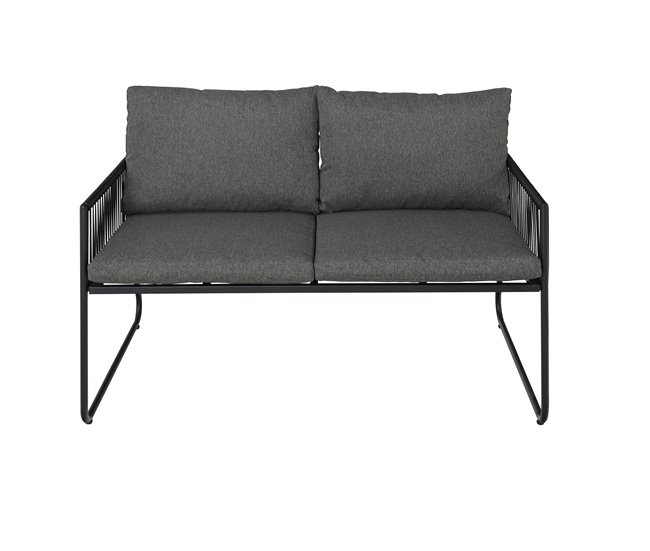 Set jardín con sofa 2 plazas 2 sillones y mesa de centro KELLY Gris Oscuro
