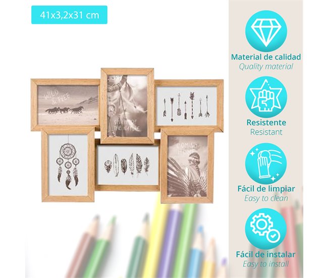 Conjunto 6 Marcos Decorativos Marron Claro