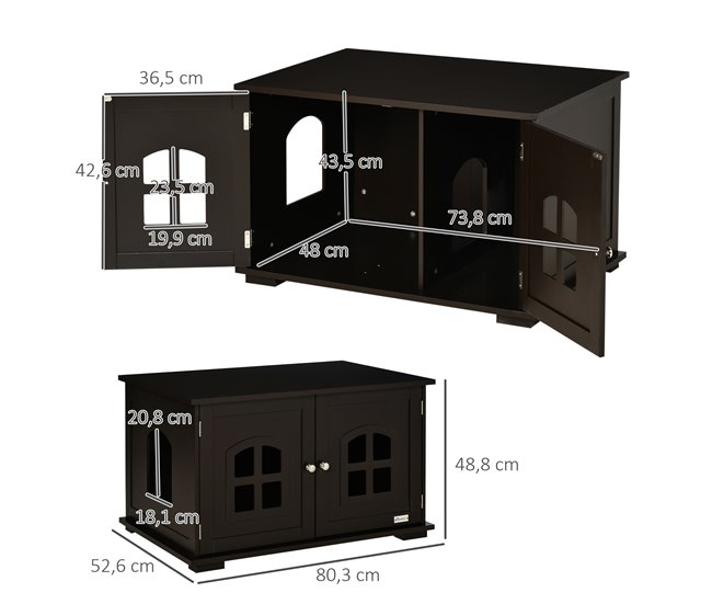 Casa para Gatos MDF PawHut, mascotas - accesorios para gatos Marron