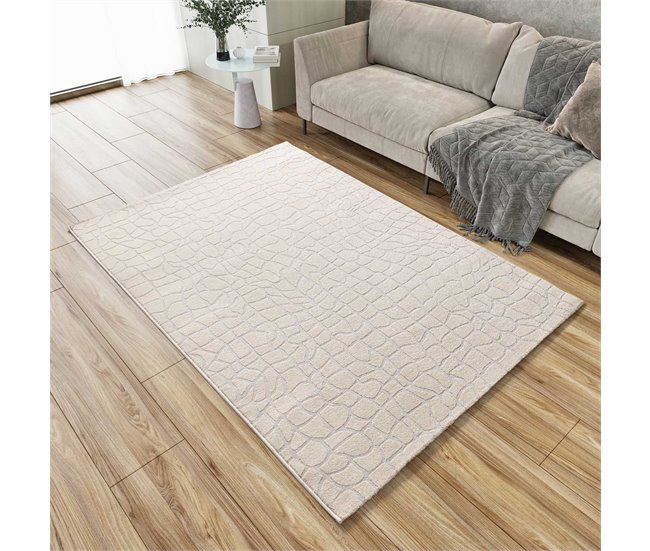 Alfombra de estilo moderno con relieve BARESA - ATTICGO 80x150 Plateado