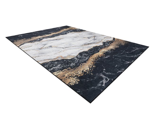 Alfombra lavable ANDRE 1124 Mármol 160x220 Negro
