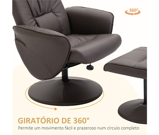Sillón Reclinable Otomana Metal, PU, Espuma HOMCOM Marron