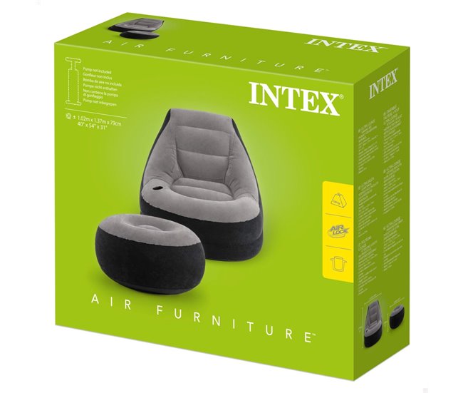 Sillón+reposapiés hinchables INTEX Gris