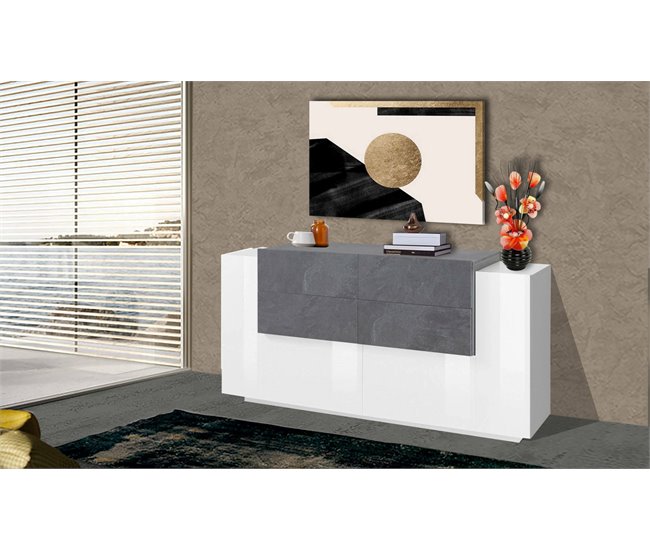 Aparador efecto madera 160 Blanco Brillo