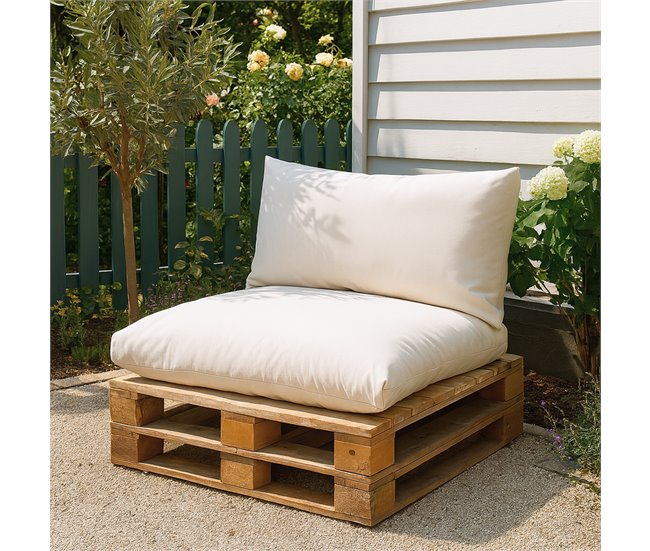 Cojines Impermeables para Palets de Asiento y Respaldo 120x80 Beige