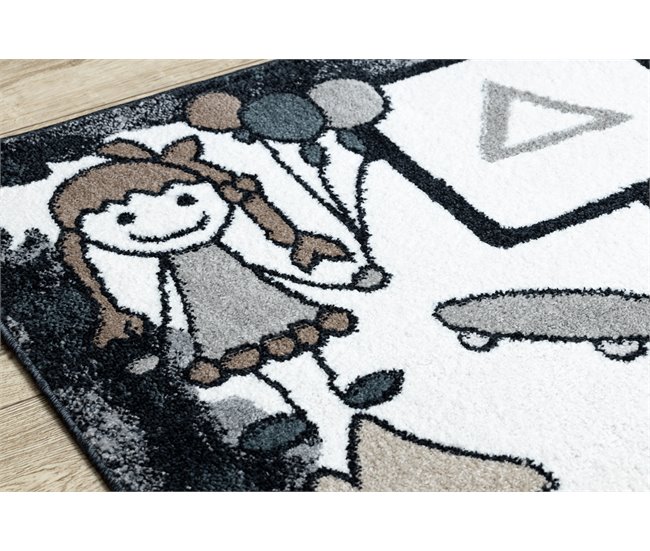 Alfombra FUN Hop para niños rayuela animales 280x370 Negro