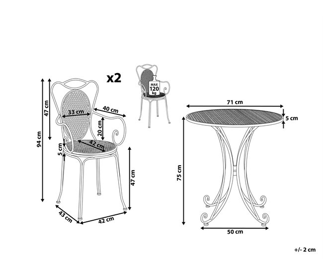 Beliani Conjunto bistro CILENTO Gris Claro