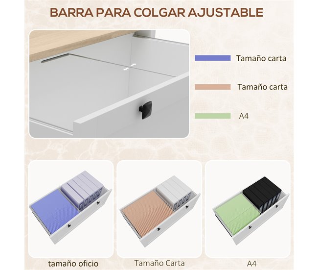 Cajonera de Oficina Melamina de Madera HOMCOM Blanco