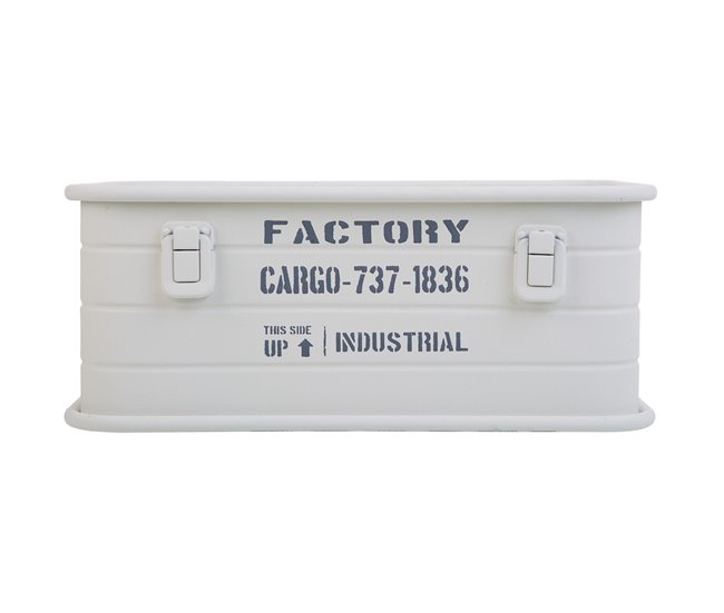 Cesto rectangular de metal impreso Blanco
