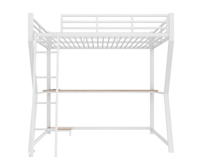 Cama alta para niños 145x204 Blanco/ Madera