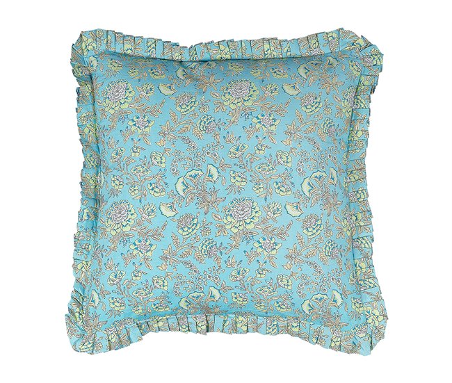 Beliani Cojín decorativo AMOENA Turquesa