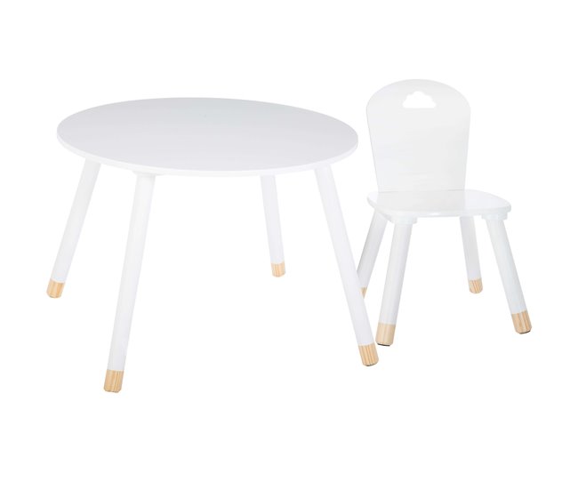 Mesa Infantil Douceur Melamina con Silla a Juego Blanco/ Madera