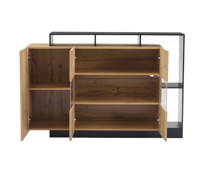 Aparador de mdf con 3 puertas Negro/ Madera