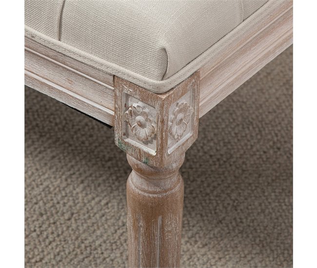 Taburete para Pie de Cama Poliéster, Espuma y Madera de Caucho Crudo