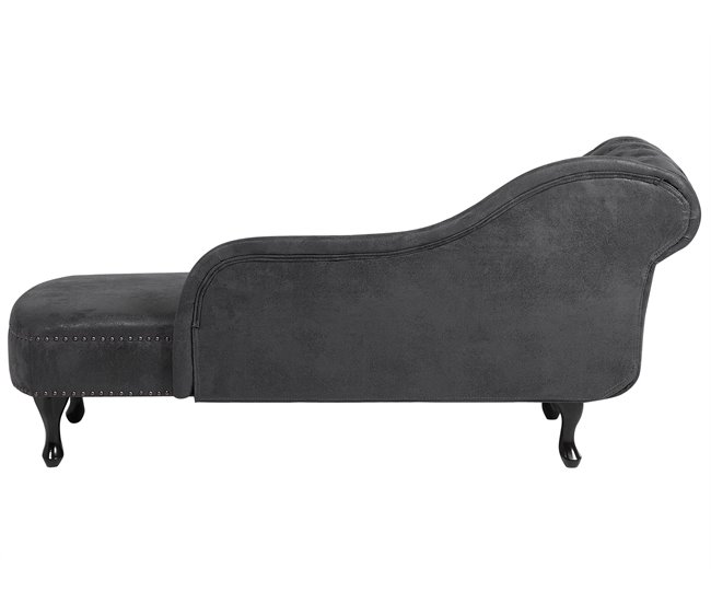 Beliani Chaise longue izquierdo Gamuza sintética NIMES Gris Oscuro