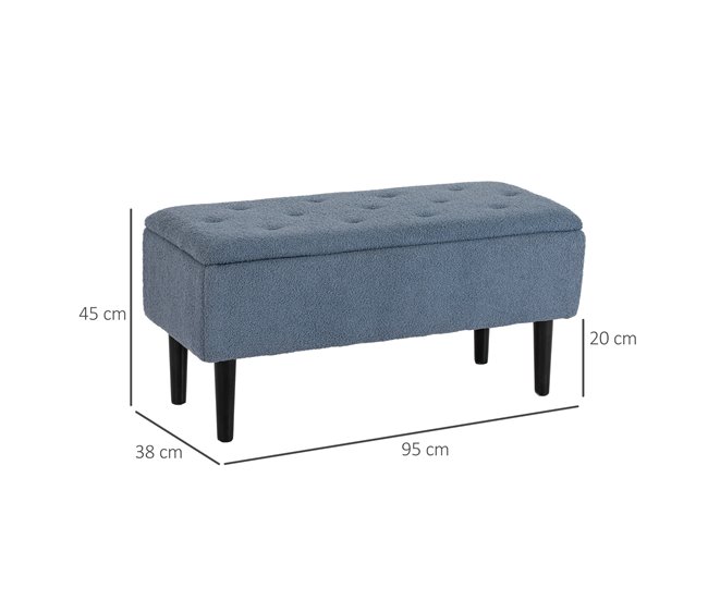 Baúl de Almacenaje Poliéster, Espuma, Madera Goma HOMCOM 38x95 Gris