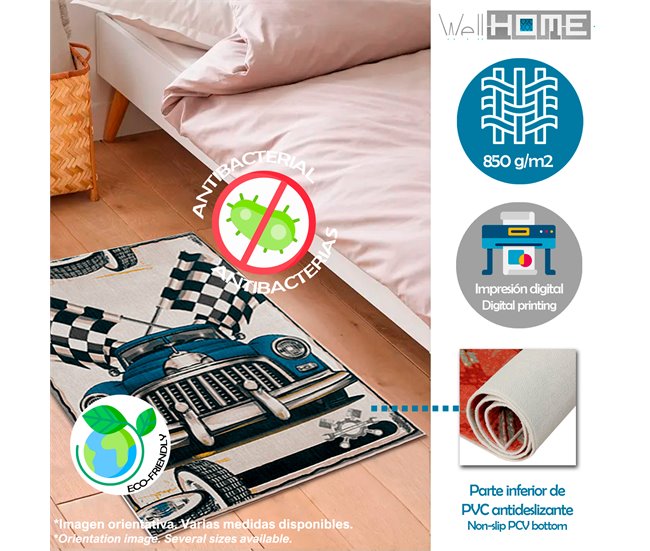 Alfombra De 160 X 230Cm 230x160 Azul