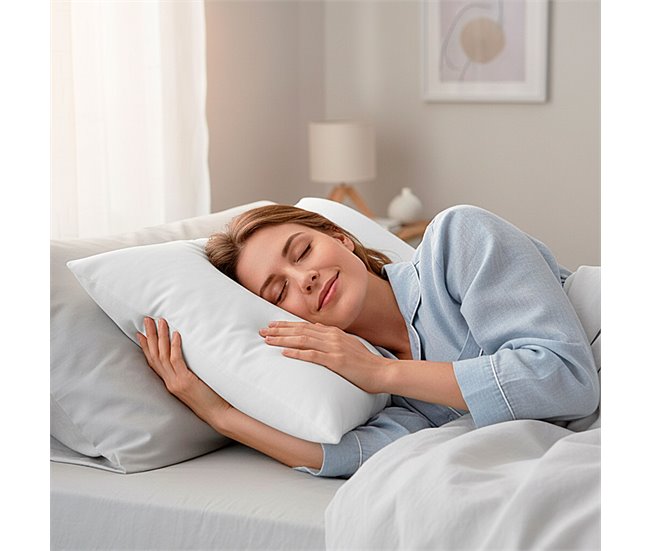 Pack 2 Almohadas Fibra y Viscoelástica Tejido Strech Aloe Vera 70x40 Blanco/ Gris