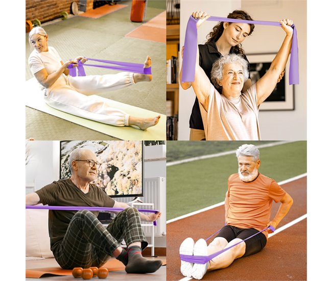 Banda de Resistencia Pilates 5 lb – 15 lb Cinta elástica Goma Fitness Gridinlux Morado