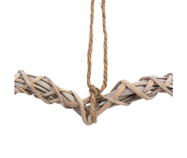 Corazón decoración de mimbre con flores Marron