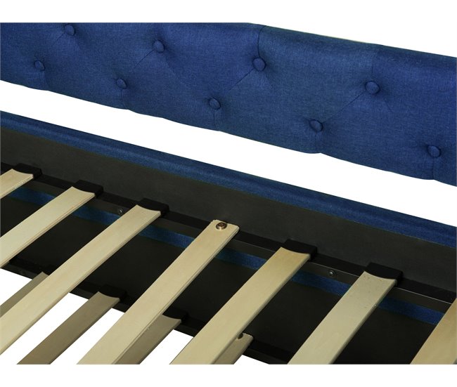 Beliani Cama nido Poliéster LIBOURNE 184x220 Azul Marino