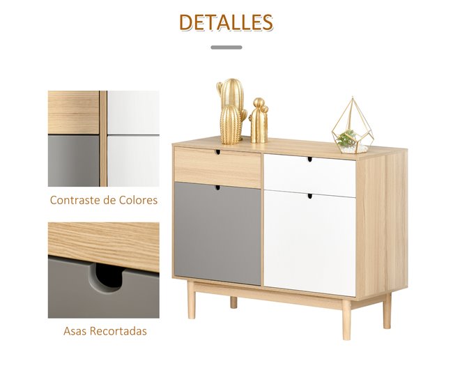 Aparador Auxiliar MDF HOMCOM, hogar - muebles de comedor 100 Multicolor