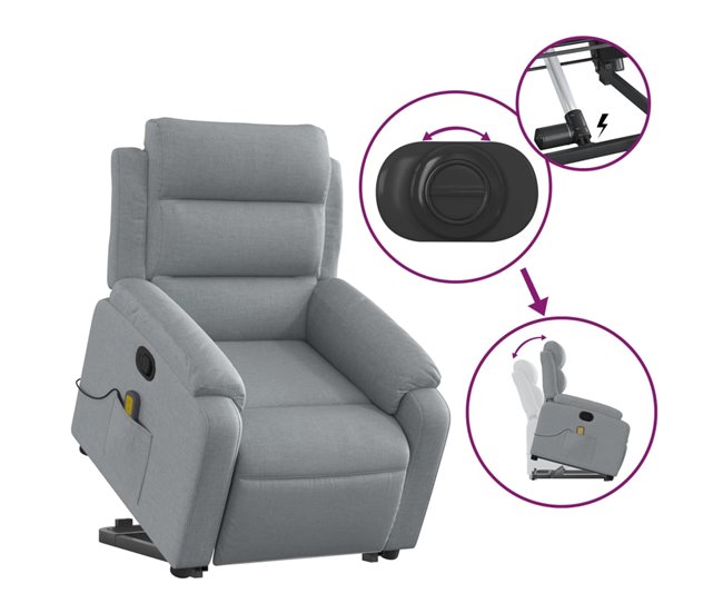 Sillón Reclinable De Masaje De Pie Gris Claro