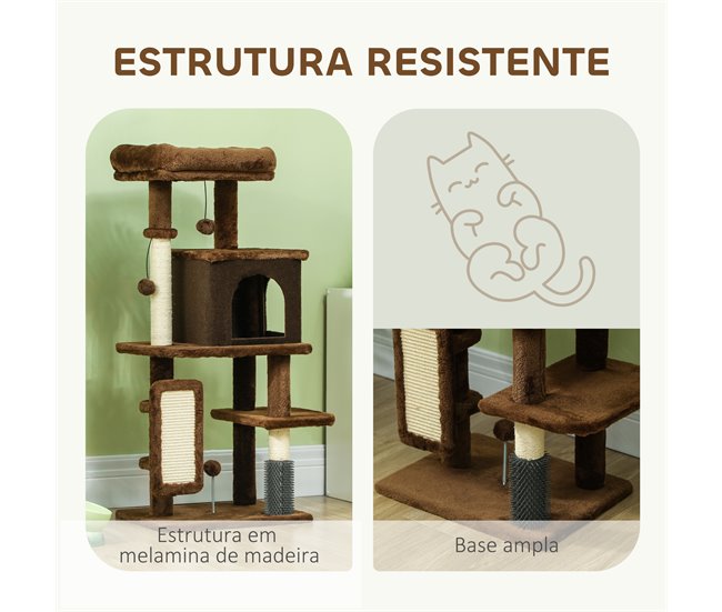 Árbol para Gatos Aglomerado de Madera PawHut Marron
